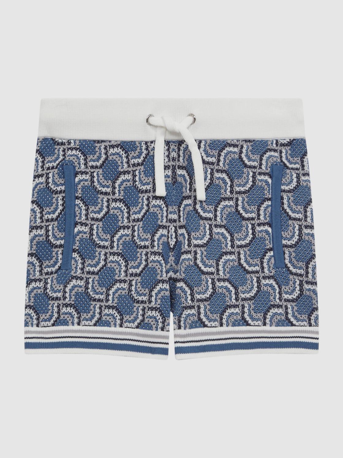 Reiss Shorts | Bloom Knitted Patterned Drawstring Shorts Blue - Children