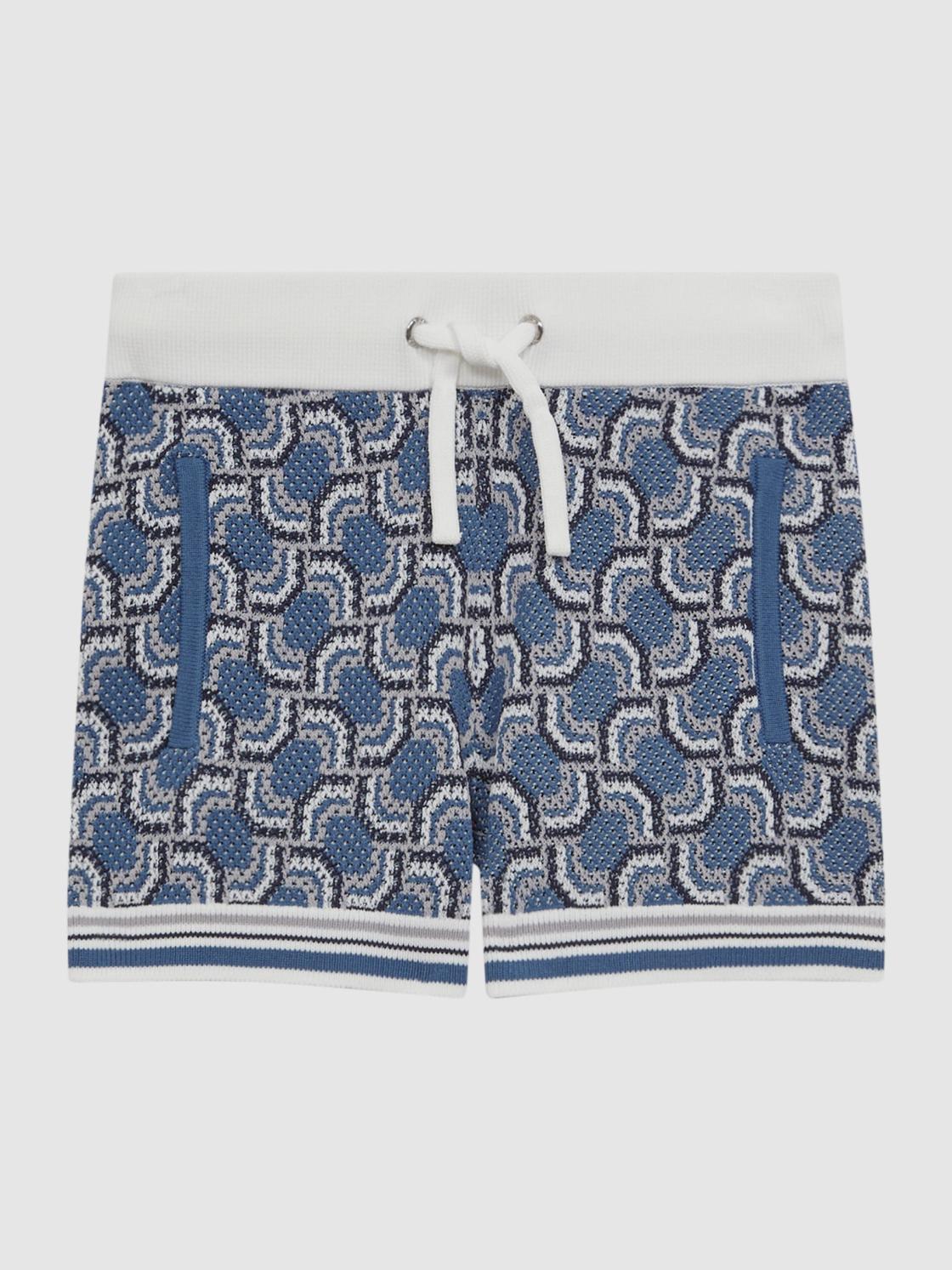 Reiss Shorts | Bloom Knitted Patterned Drawstring Shorts Blue - Children