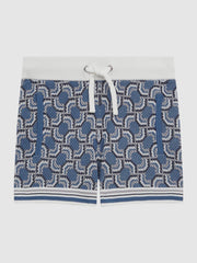 Reiss Shorts | Bloom Knitted Patterned Drawstring Shorts Blue - Children