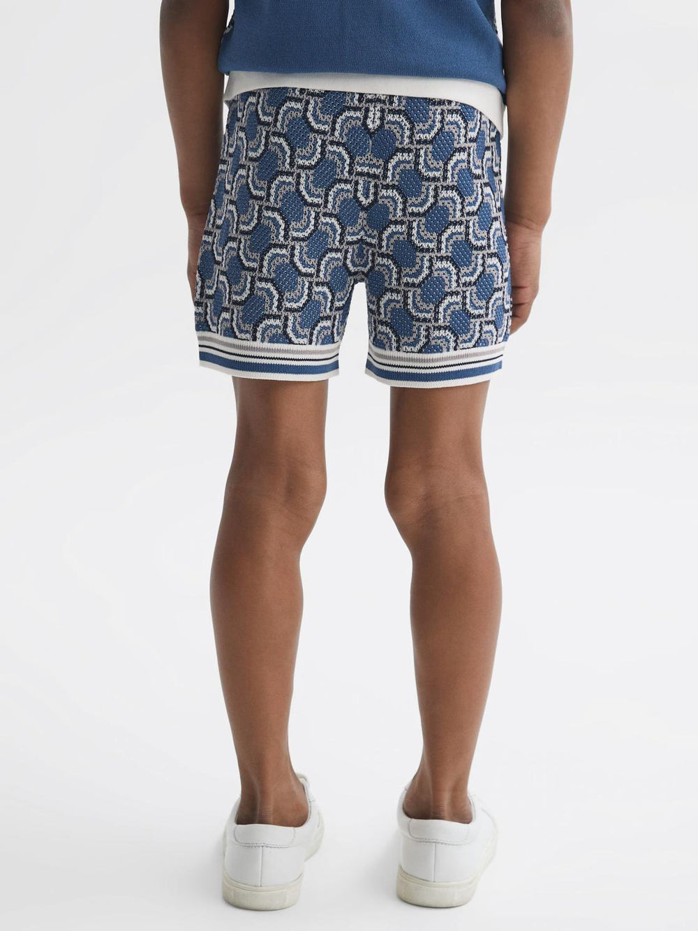 Reiss Shorts | Bloom Knitted Patterned Drawstring Shorts Blue - Children