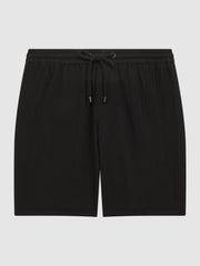 Reiss Shorts | Bodhi Paige Cotton Textured Drawstring Shorts Black - Men
