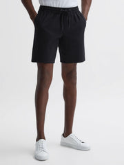 Reiss Shorts | Bodhi Paige Cotton Textured Drawstring Shorts Black - Men