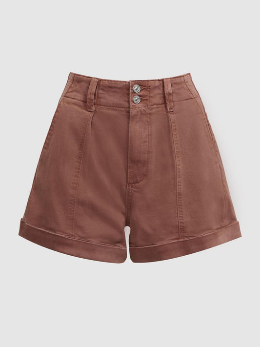 Reiss Shorts | Brooklyn Paige High Rise Rolled Hem Shorts Vintage Mocha Bisque - Women