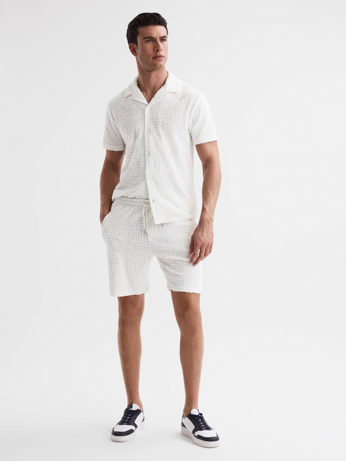 Reiss Shorts | Brooklyn Terry Towelling Drawstring Shorts White - Men