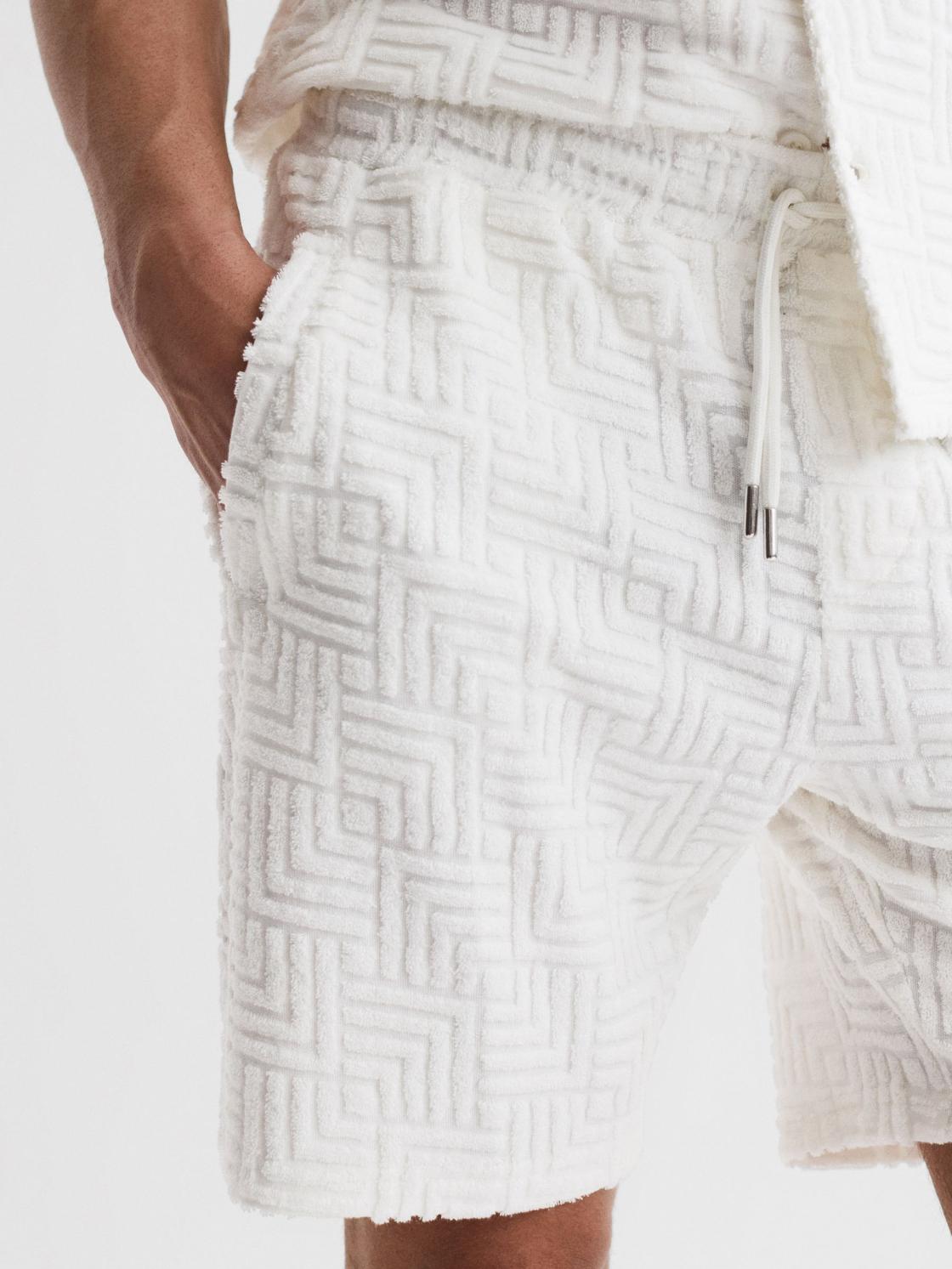 Reiss Shorts | Brooklyn Terry Towelling Drawstring Shorts White - Men