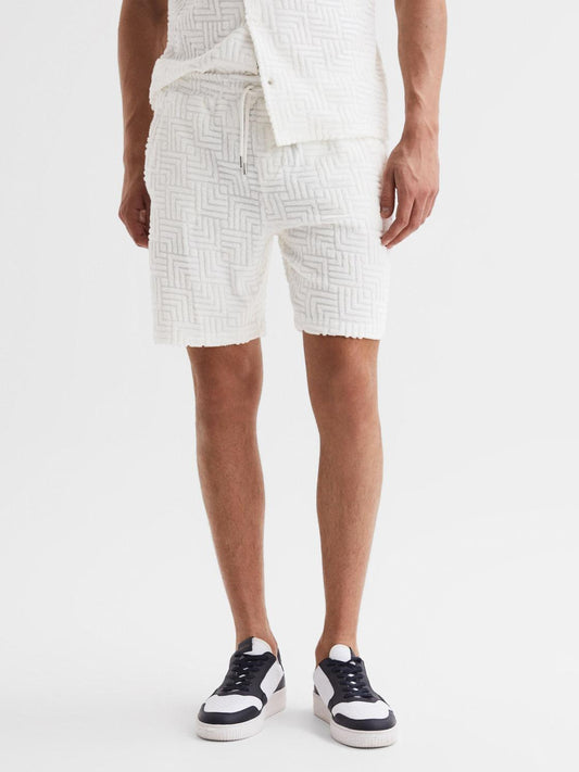 Reiss Shorts | Brooklyn Terry Towelling Drawstring Shorts White - Men