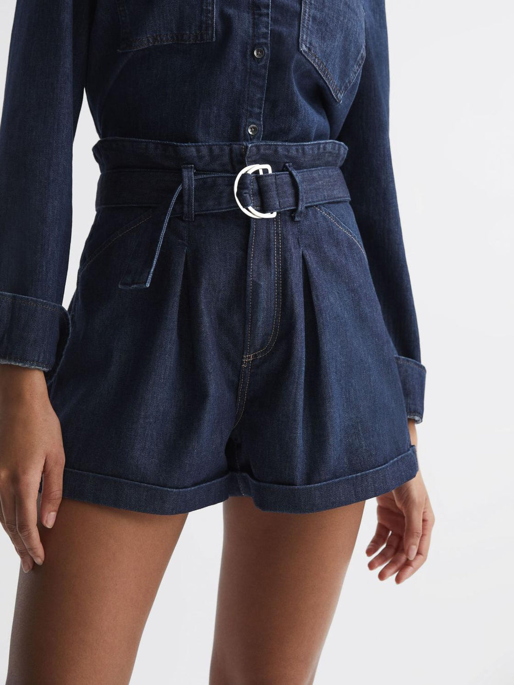 Reiss Shorts | Carly Paige High Rise Belted Denim Shorts Baltimore - Women