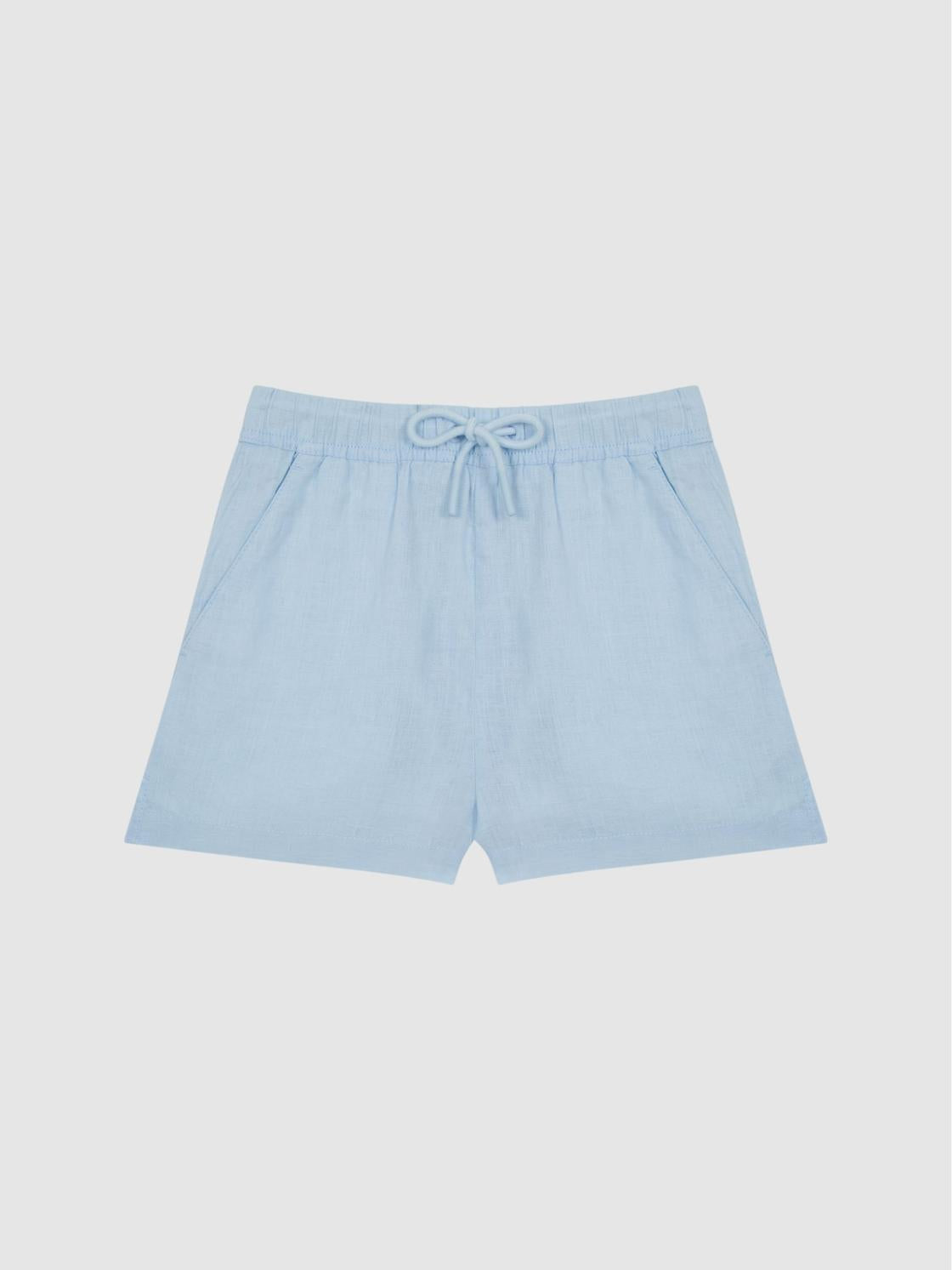 Reiss Shorts | Cleo Linen Drawstring Shorts Ice Blue - Children