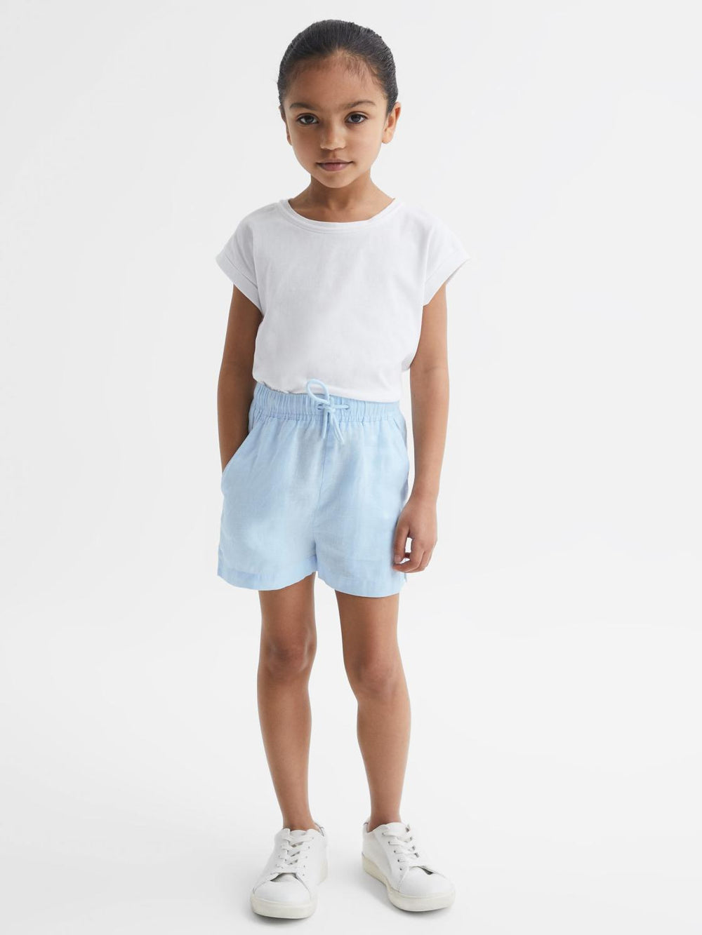 Reiss Shorts | Cleo Linen Drawstring Shorts Ice Blue - Children