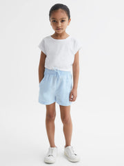 Reiss Shorts | Cleo Linen Drawstring Shorts Ice Blue - Children