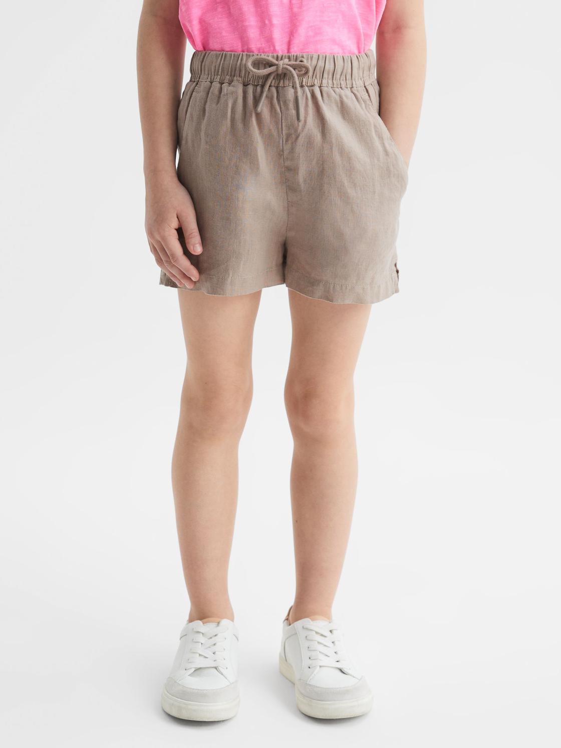 Reiss Shorts | Cleo Linen Drawstring Shorts Mink - Children