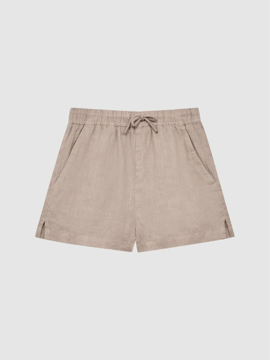 Reiss Shorts | Cleo Linen Drawstring Shorts Mink - Children