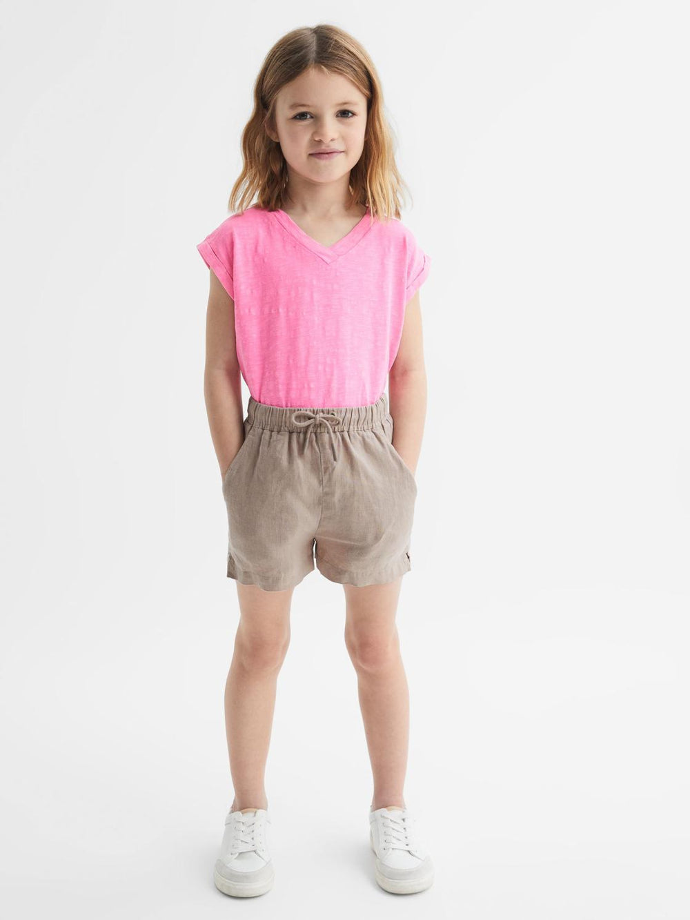 Reiss Shorts | Cleo Linen Drawstring Shorts Mink - Children