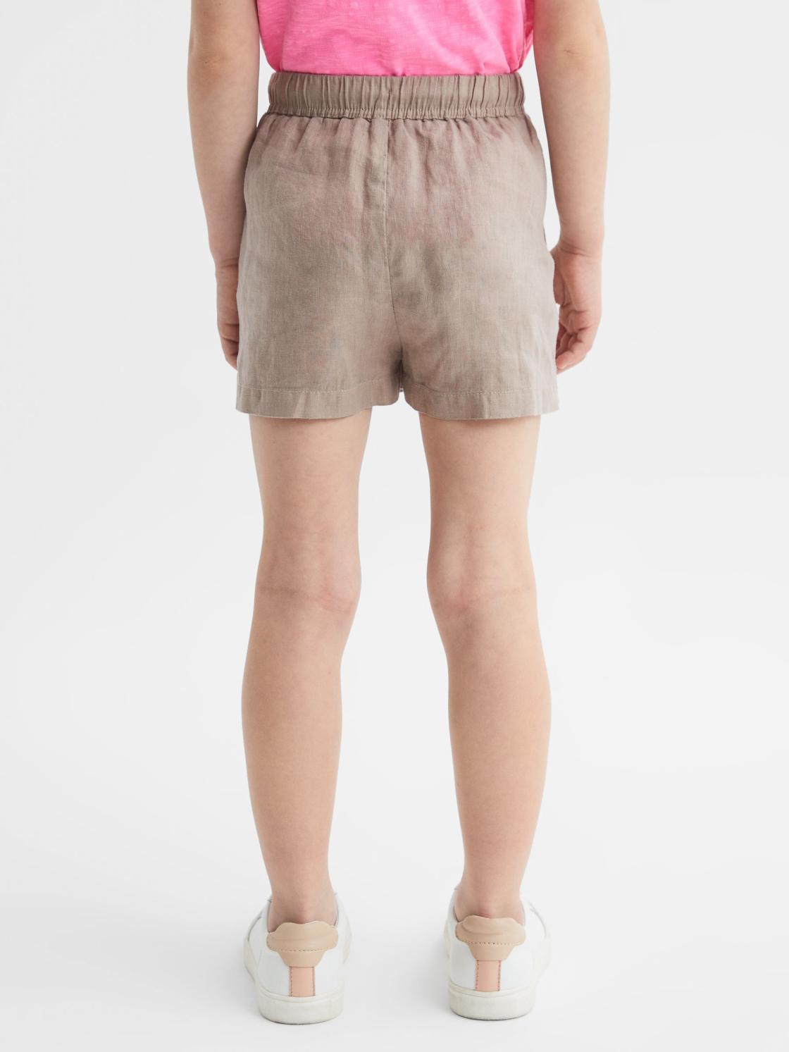 Reiss Shorts | Cleo Linen Drawstring Shorts Mink - Children