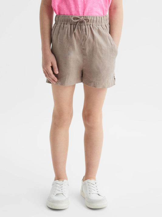 Reiss Shorts | Cleo Linen Drawstring Shorts Mink - Children
