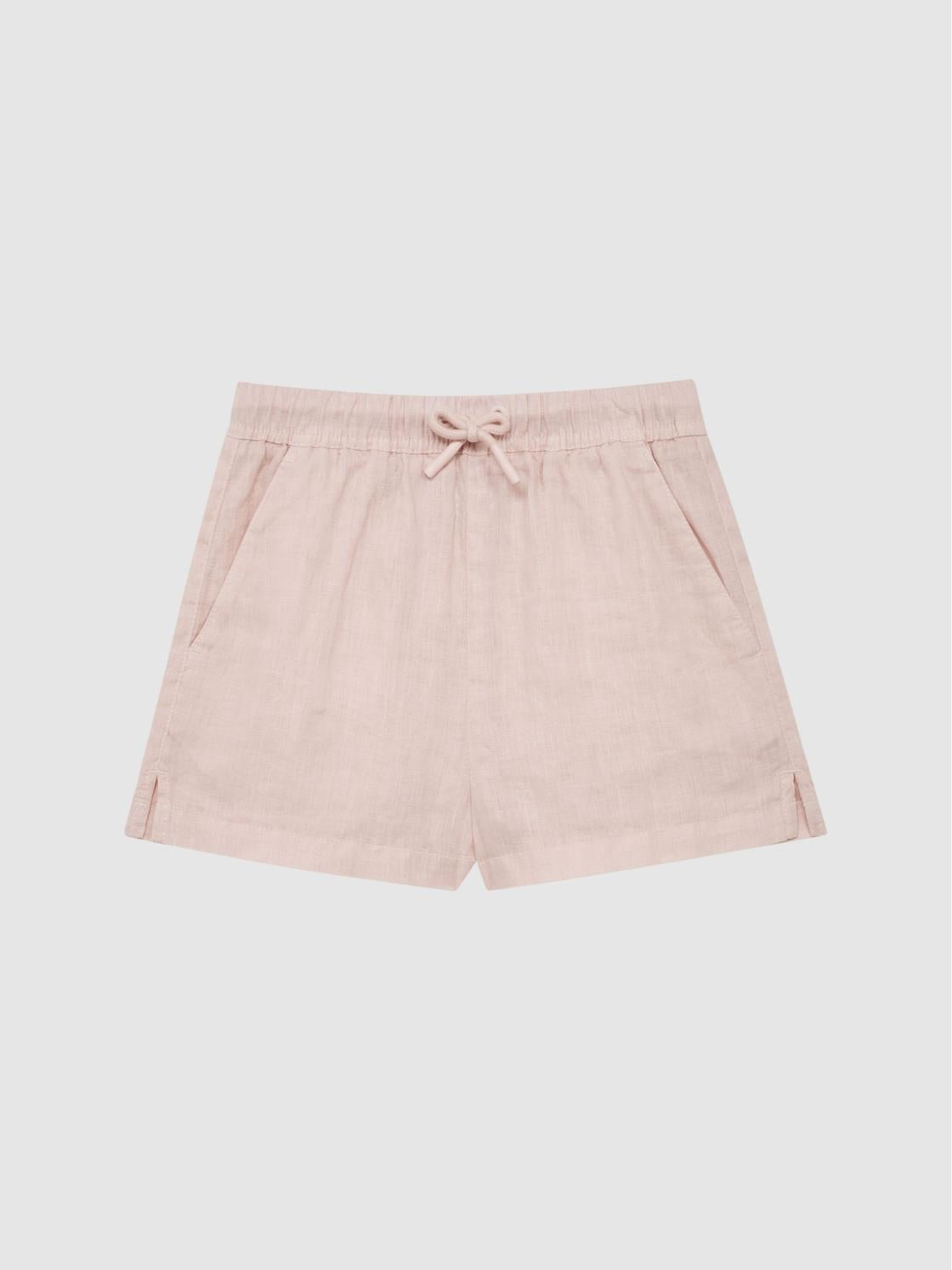 Reiss Shorts | Cleo Linen Drawstring Shorts Soft Pink - Children