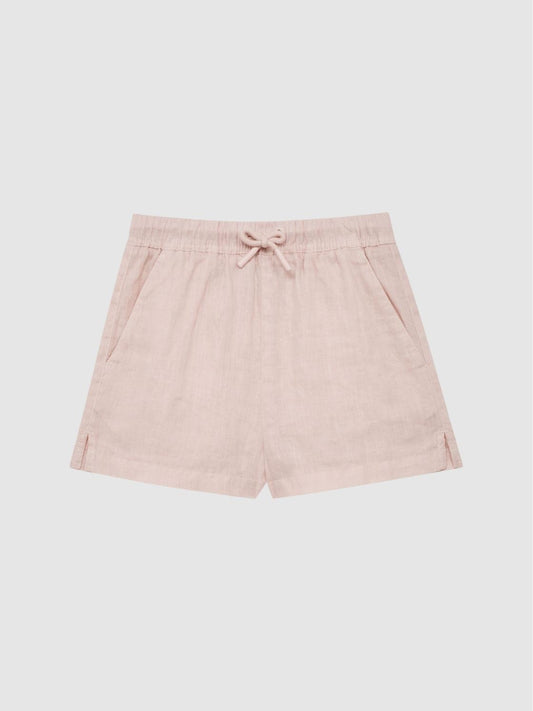 Reiss Shorts | Cleo Linen Drawstring Shorts Soft Pink - Children