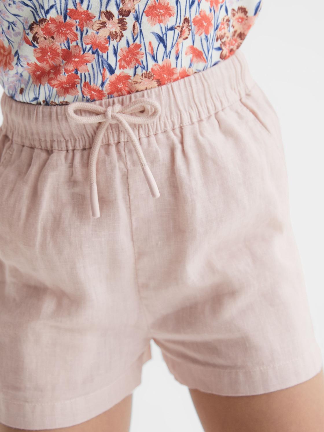 Reiss Shorts | Cleo Linen Drawstring Shorts Soft Pink - Children