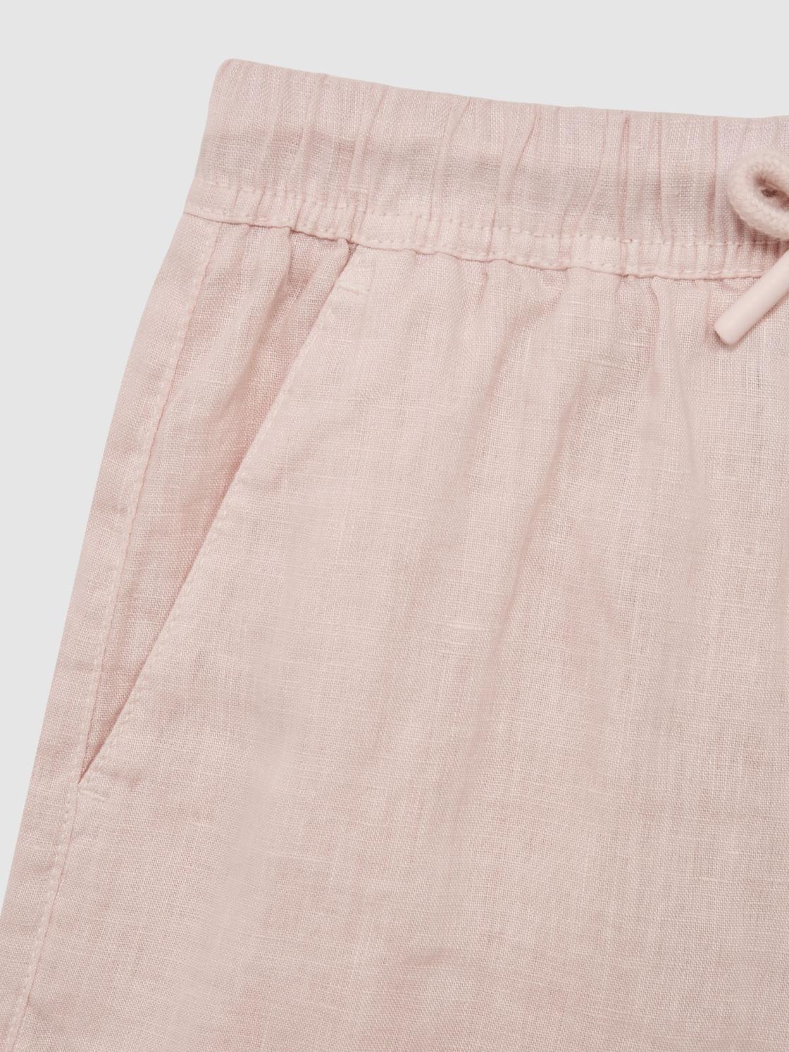 Reiss Shorts | Cleo Linen Drawstring Shorts Soft Pink - Children