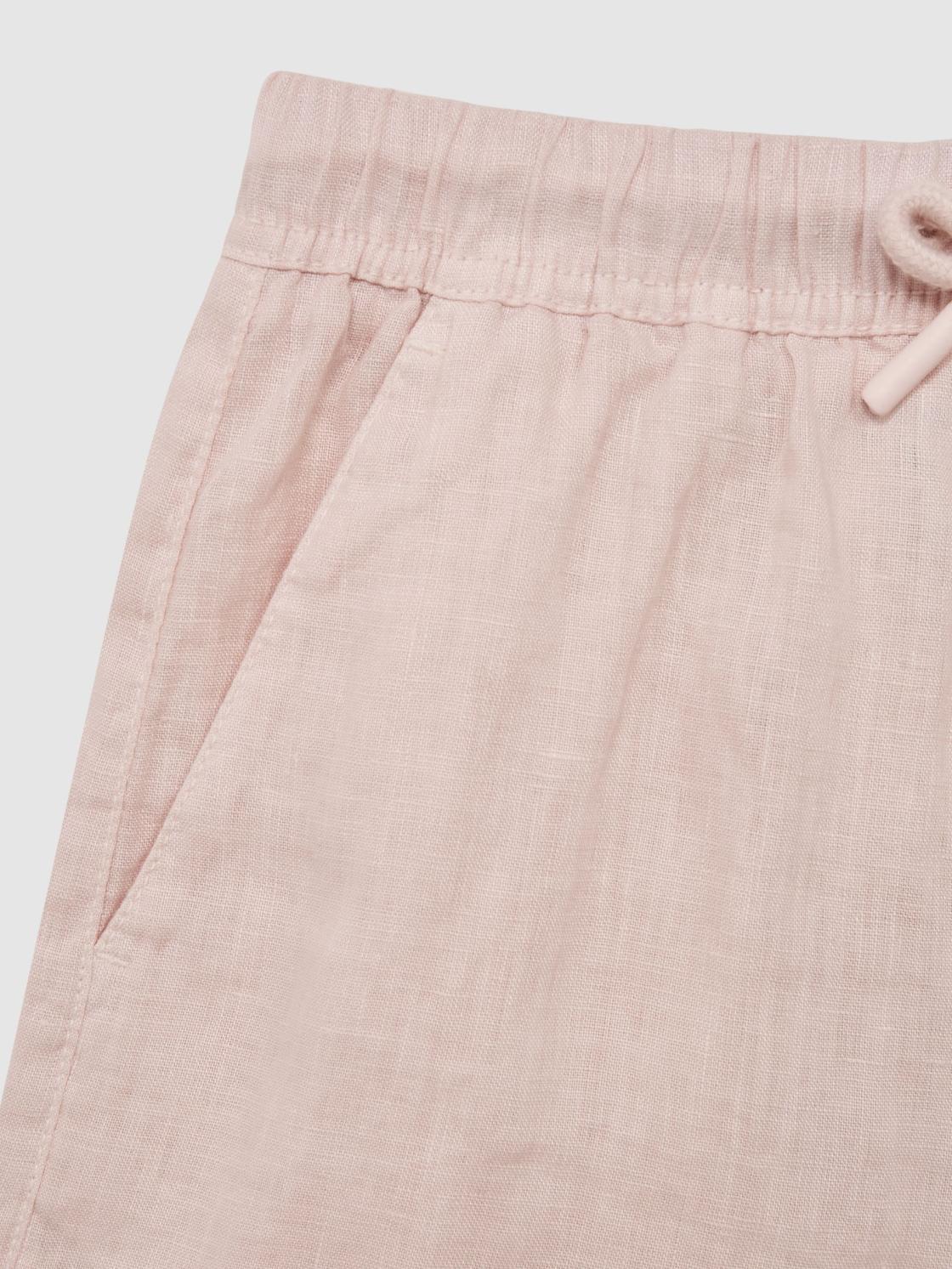 Reiss Shorts | Cleo Linen Drawstring Shorts Soft Pink - Children