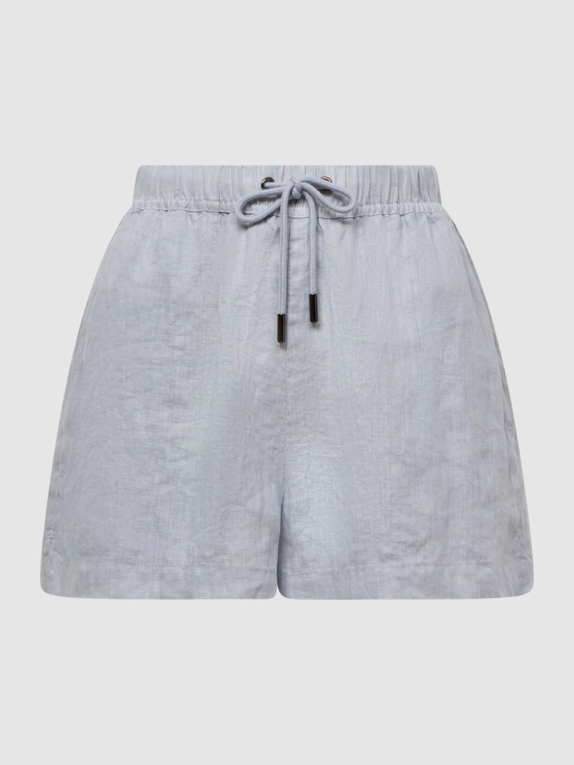 Reiss Shorts | Cleo Linen High Rise Drawstring Shorts Blue - Women