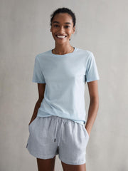Reiss Shorts | Cleo Linen High Rise Drawstring Shorts Blue - Women