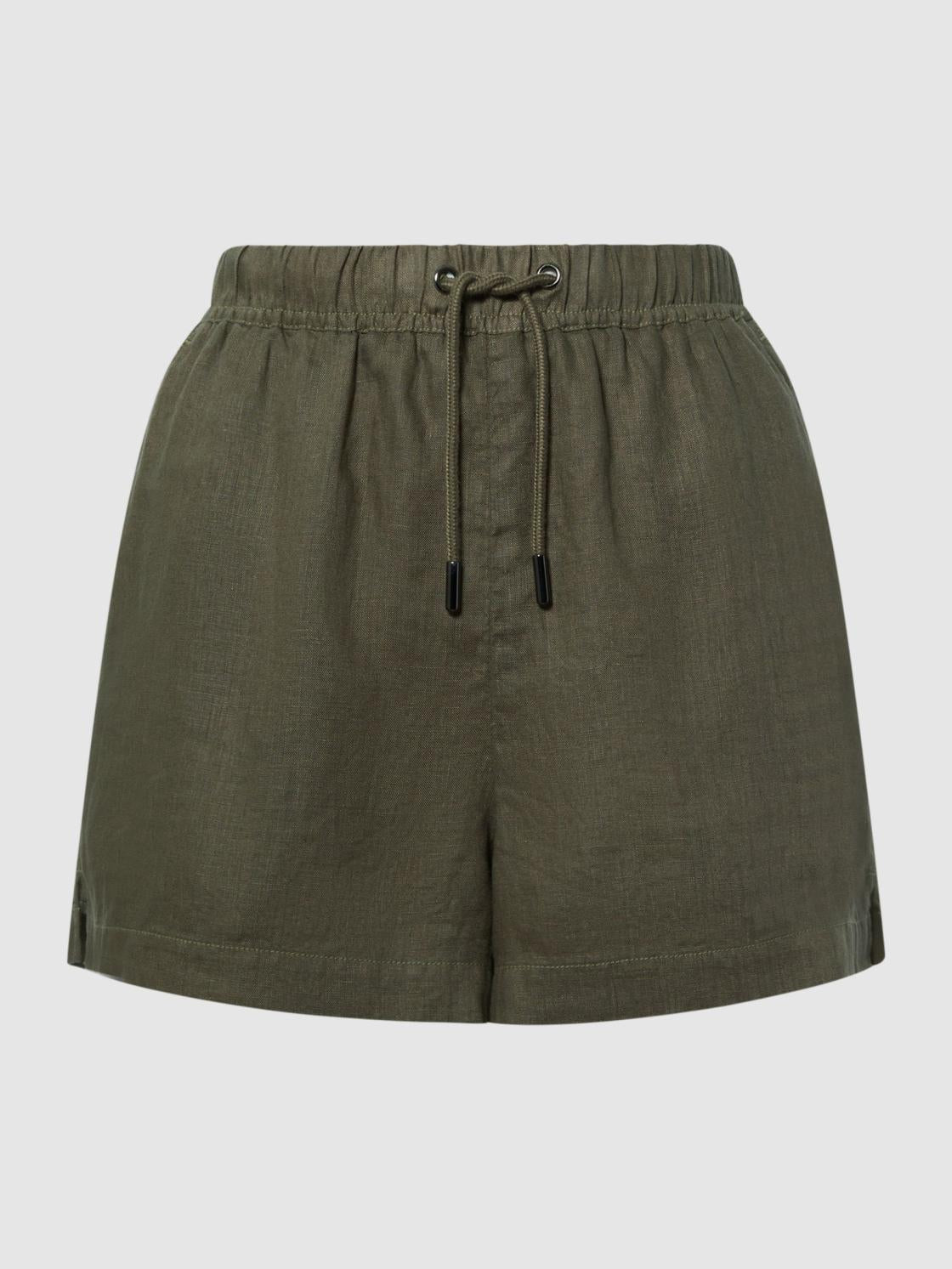 Reiss Shorts | Cleo Linen High Rise Drawstring Shorts Khaki - Women