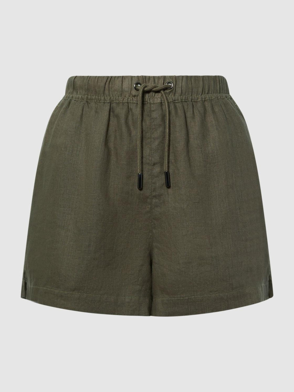 Reiss Shorts | Cleo Linen High Rise Drawstring Shorts Khaki - Women