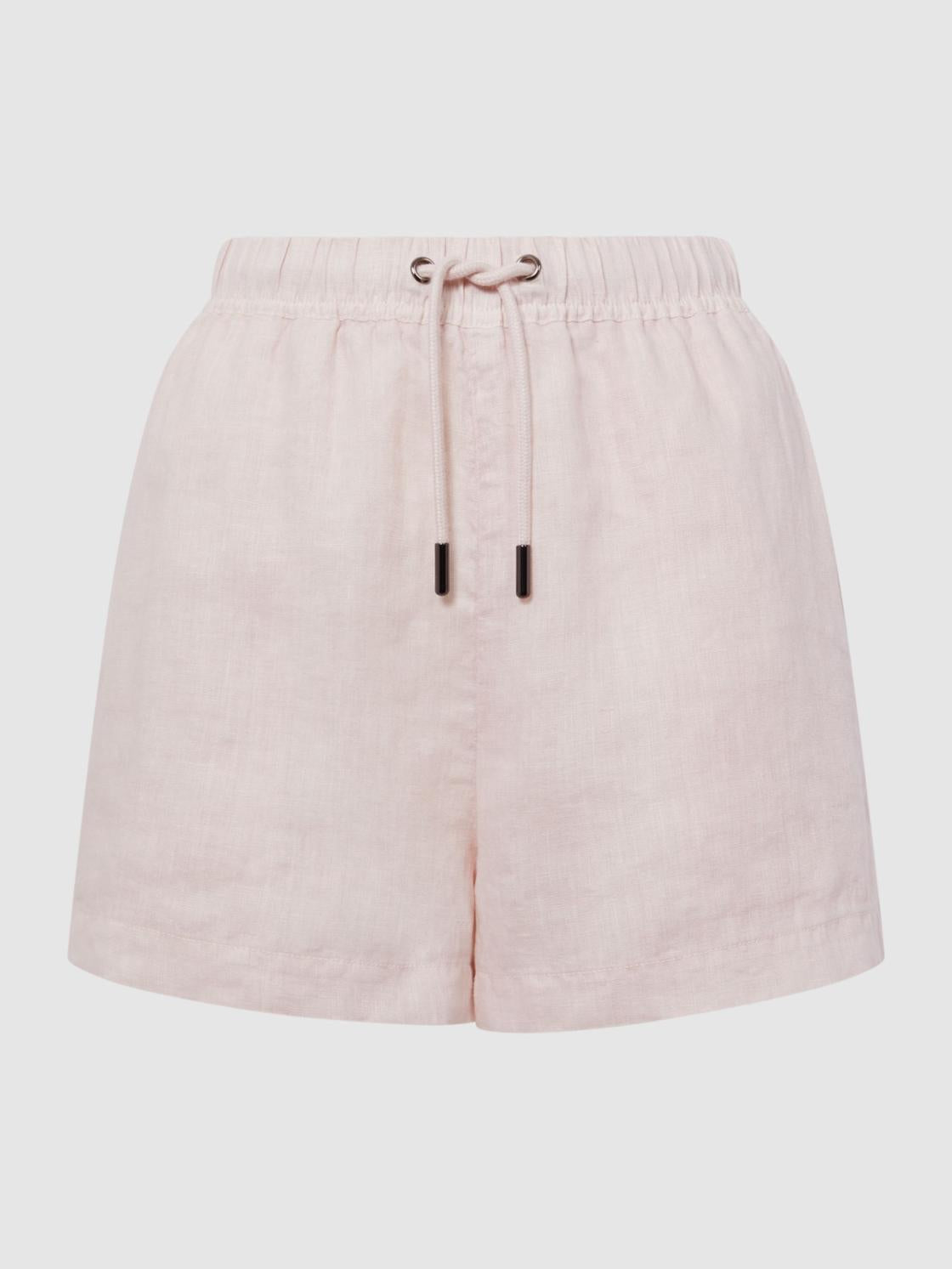Reiss Shorts | Cleo Linen High Rise Drawstring Shorts Soft Pink - Women
