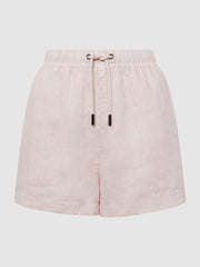 Reiss Shorts | Cleo Linen High Rise Drawstring Shorts Soft Pink - Women
