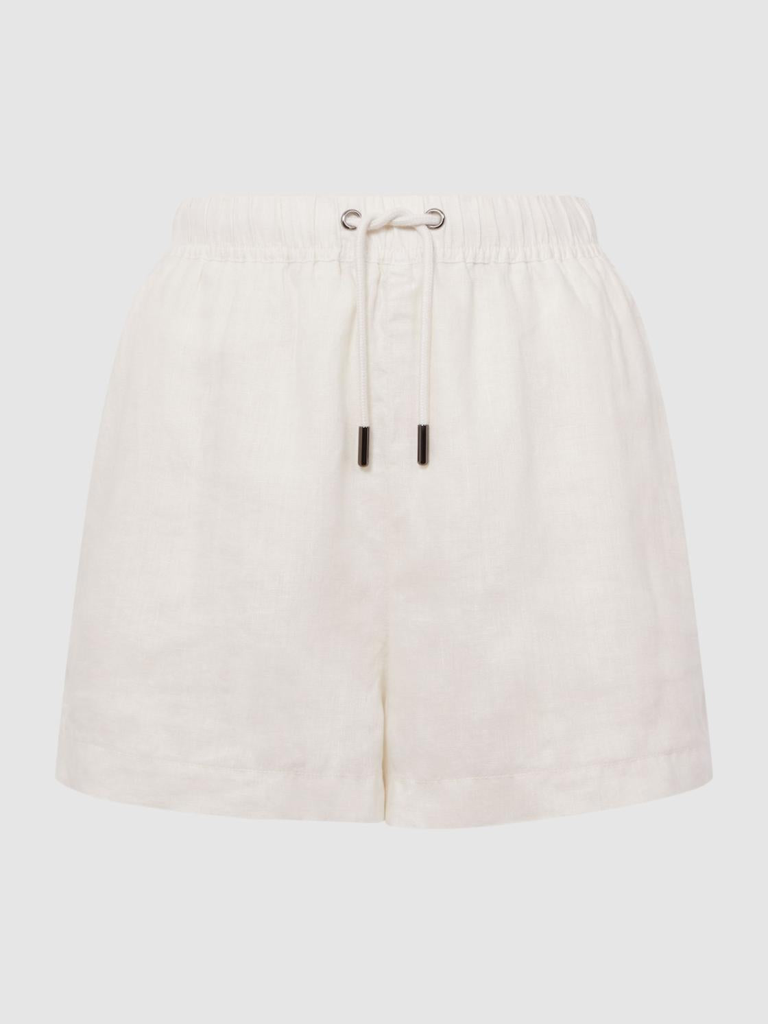 Reiss Shorts | Cleo Linen High Rise Drawstring Shorts Stone - Women