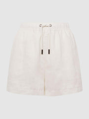 Reiss Shorts | Cleo Linen High Rise Drawstring Shorts Stone - Women