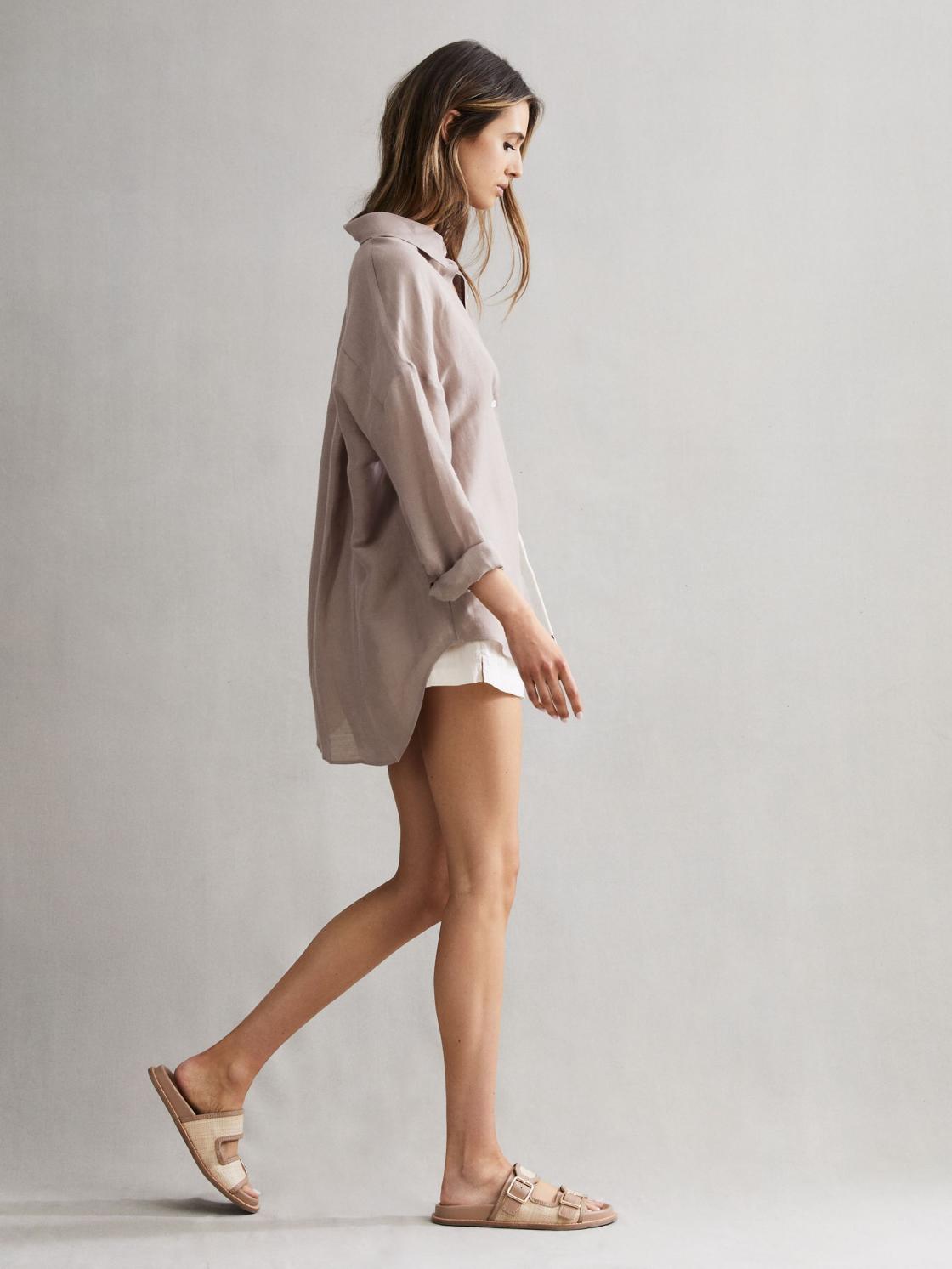 Reiss Shorts | Cleo Linen High Rise Drawstring Shorts Stone - Women
