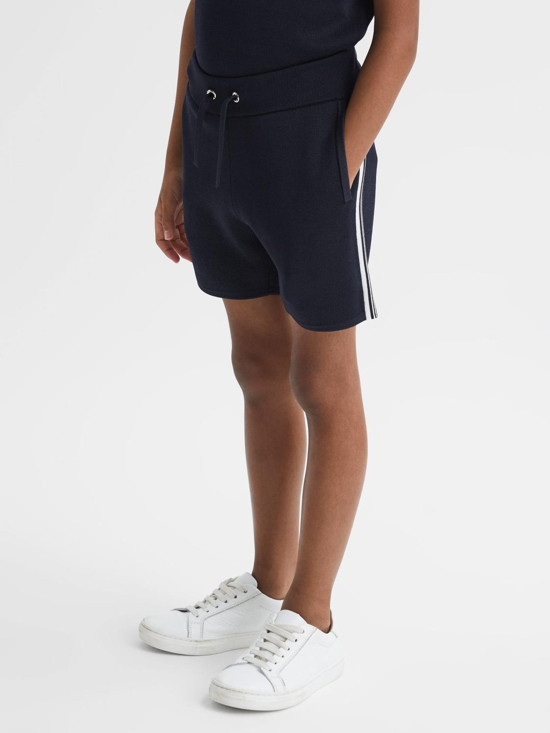 Reiss Shorts | Colton Side Stripe Drawstring Shorts Navy - Children