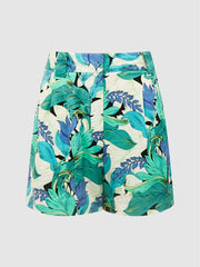 Reiss Shorts | Dana Mid Rise Printed Shorts Aquamarine - Women