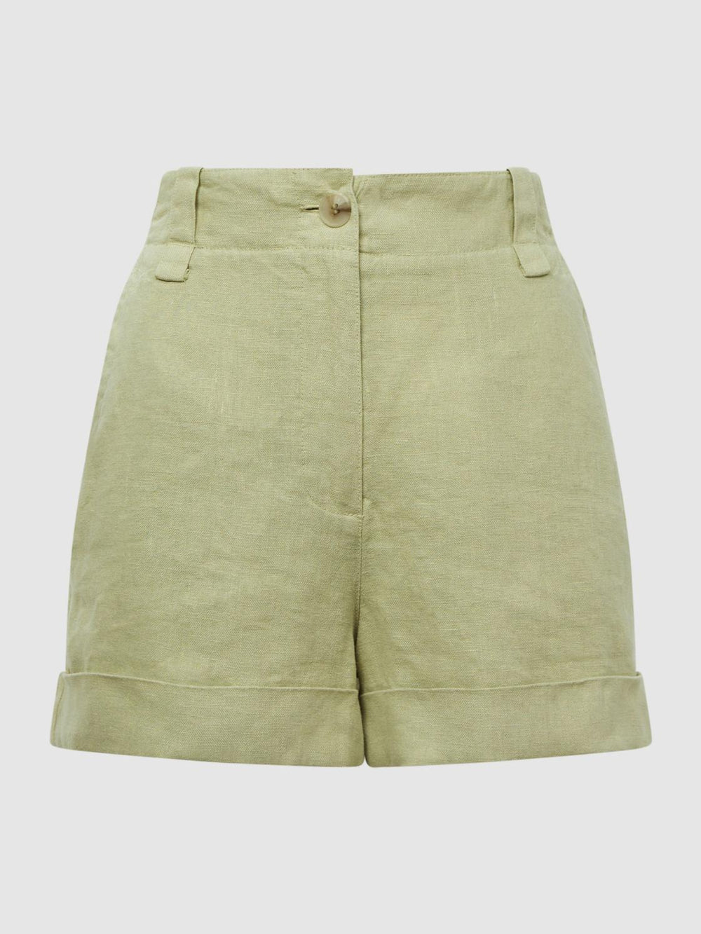 Reiss Shorts | Demi Linen High Rise Garment Dyed Shorts Green - Women