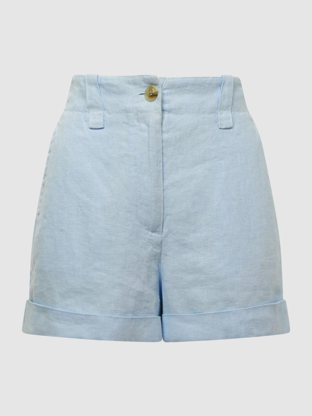 Reiss Shorts | Demi Linen High Rise Garment Dyed Shorts Ice Blue - Women