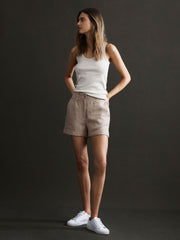 Reiss Shorts | Demi Linen High Rise Garment Dyed Shorts Mink - Women