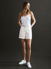 Reiss Shorts | Demi Linen High Rise Garment Dyed Shorts White - Women