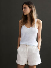 Reiss Shorts | Demi Linen High Rise Garment Dyed Shorts White - Women