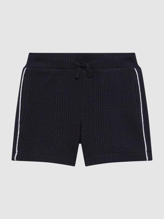 Reiss Shorts | Dexter Textured Drawstring Shorts Navy - Children