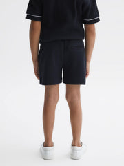 Reiss Shorts | Dexter Textured Drawstring Shorts Navy - Children