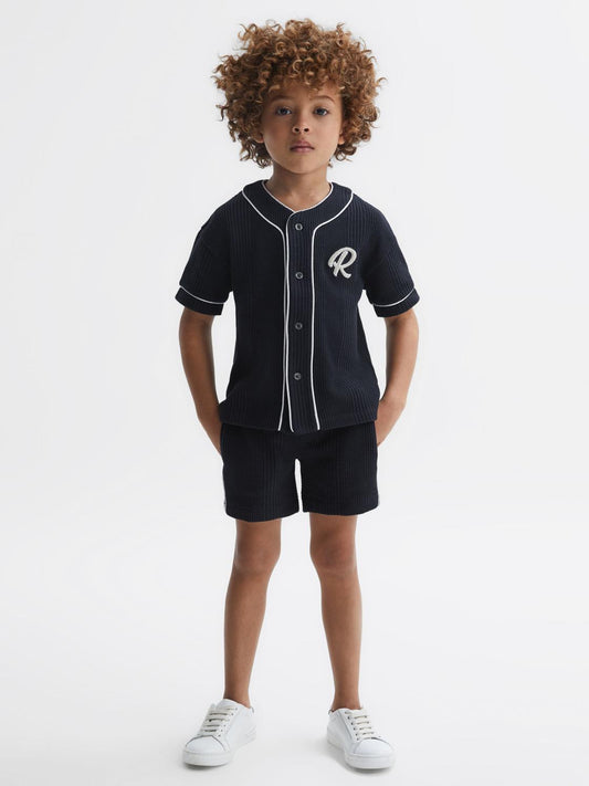 Reiss Shorts | Dexter Textured Drawstring Shorts Navy - Children