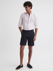 Reiss Shorts | Ezra Cotton-Linen Blend Shorts Navy - Men