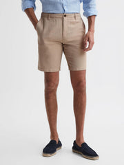 Reiss Shorts | Ezra Cotton-Linen Blend Shorts Navy - Men