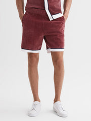 Reiss Shorts | Fielder Relaxed Fit Elasticated Chenille Shorts Black - Men