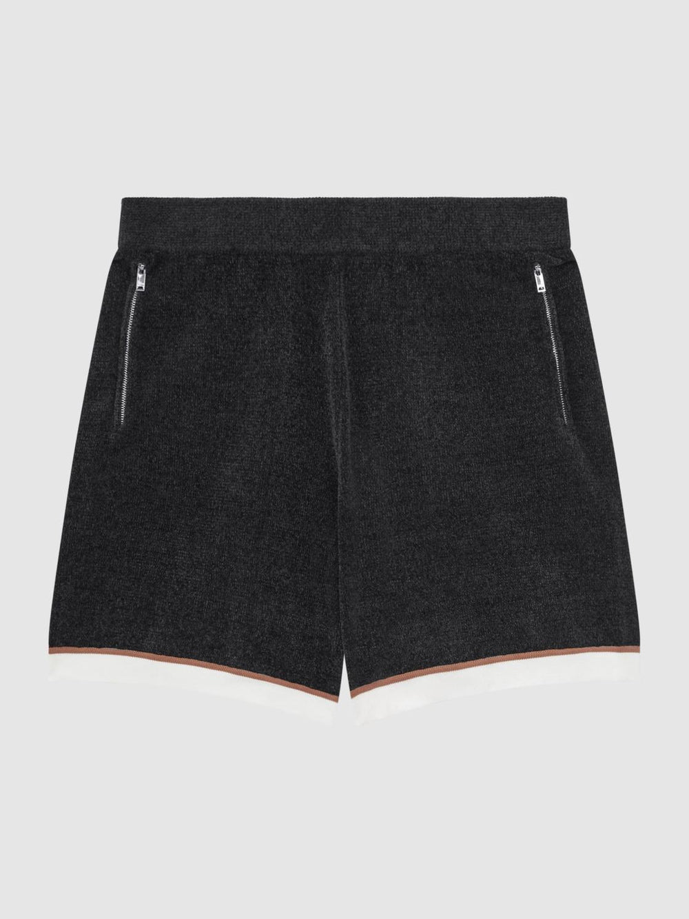 Reiss Shorts | Fielder Relaxed Fit Elasticated Chenille Shorts Black - Men