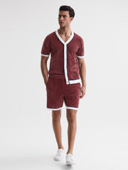 Reiss Shorts | Fielder Relaxed Fit Elasticated Chenille Shorts Black - Men