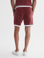 Reiss Shorts | Fielder Relaxed Fit Elasticated Chenille Shorts Black - Men