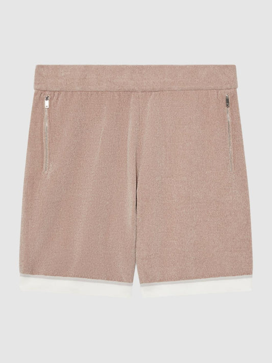 Reiss Shorts | Fielder Relaxed Fit Elasticated Chenille Shorts Champagne - Men